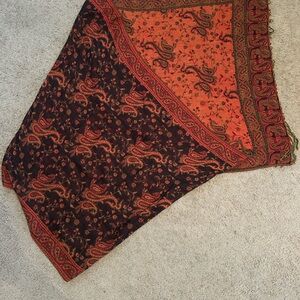 Elegant Paisley Shawl with Orange and Black Design